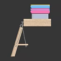 Colorful Roof Gray Toy House With Wooden Platform Ladder And Swing