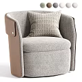 Modern Gray Single Sofa with Patterned Accent Pillow and Leather Trimmed Armrests