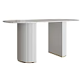 Modern White Table Design With Marble Top Column Base And Gold Accents 3d model