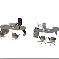 Modern Office Desk Setup With Laptops Potted Plants And Ergonomic Chairs