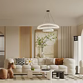 Warm Modern Living And Dining Room With Arched Door Wooden Decor White Sofa Green Plants