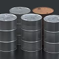 Industrial Metal Storage Drums Including Silver And Rusty Barrels For Industrial Use