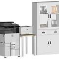 Modern Office Setup With Multifunction Printer Scanner And White File Cabinet 3d model