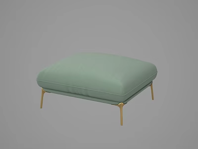 Light Green Ottoman with Gold Metal Legs Modern Stylish Footrest Design 3d model