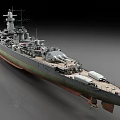Highly Detailed 3D Model of a Naval Battleship With Armaments