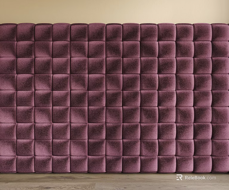 Elegant Purple Tufted Velvet Wall Upholstery Panel With Grid Pattern 3d model 