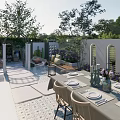 Simple Wind Internet Red Wind Hydrangea Theme Courtyard Garden 3d model