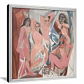 Framed Abstract Figure Painting with Multiple Dynamic Poses and Vibrant Colors