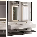 Modern Washbasin Vanity Design With Marble Countertop Double Sinks And Backlit Mirrors
