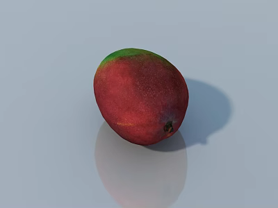 Fresh Ripe Mango with Red Green Skin on Smooth Reflective Surface 3d model