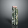 Elegant Spaghetti Strap Long Dress With Pink Top And Green Leaf Print