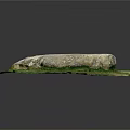 Natural Stone Decorative Piece With Circular Grassy Base And Textured Surface