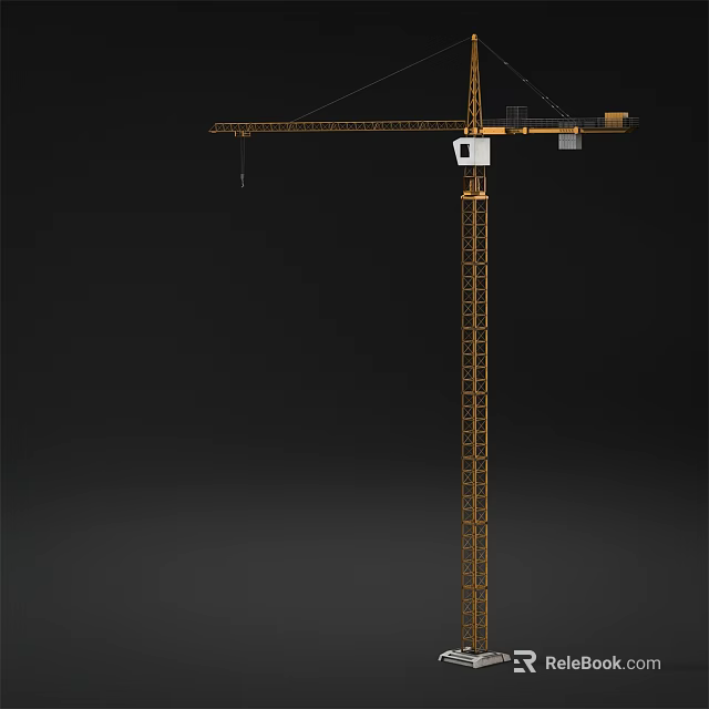 Heavy Duty Tower Crane Industrial Equipment For Construction Sites With Lattice Mast And Operator Cabin 3d model 