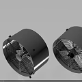 Two Black Air Conditioning Fans With Round Mesh Cover And Modern Design