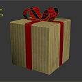 Elegant Gift Box With Yellow Striped Wrapping And Red Ribbon Bow Decoration