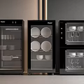 Haier Black Kitchen Appliances Sterilizing Cabinets With Dishes Bowls And Glasses