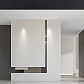 Modern Exhibition Hall Corridor With White Walls Glass Doors Gray Floor And Blue Sculpture