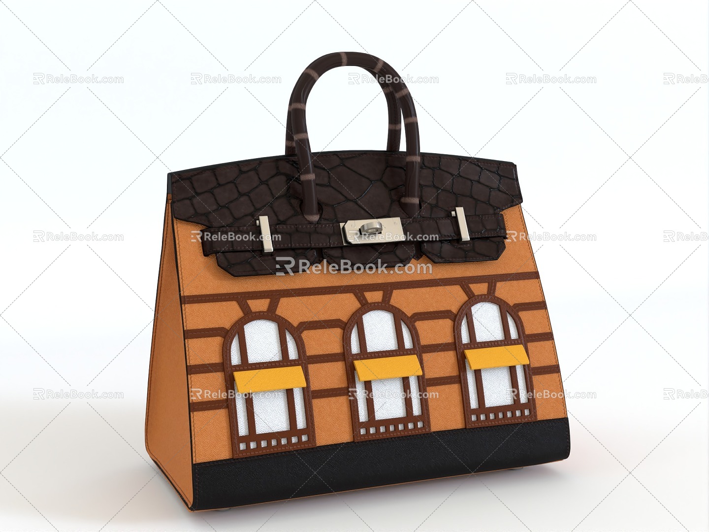 Hermes handbag women's luggage luxury handbag luggage bag shoulder bag briefcase litchi leather handbag HERMES 3d model