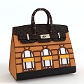 Hermes handbag women's luggage luxury handbag luggage bag shoulder bag briefcase litchi leather handbag HERMES 3d model