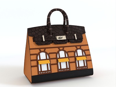 Hermes handbag women's luggage luxury handbag luggage bag shoulder bag briefcase litchi leather handbag HERMES 3d model