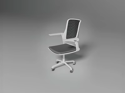 Ergonomic Swivel Office Chair With Mesh Backrest Gray Seat And White Frame Armrests 3d model