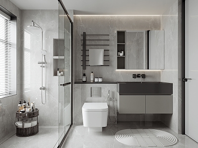 Modern Bathroom Shower Room Toilet Washbasin Shower Partition model