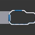 Modern Technical Equipment With Blue And White Circular Frame And Rectangular Base