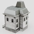 European Style Architecture Featuring White Exterior Gray Gabled Roof Multiple Windows And Front Porch Stairs