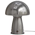 Mushroom Shaped Table Lamp with White Lampshade and Transparent Gray Ribbed Base for Modern Decor