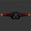 3D Character Model in Red and Black Robe With Gold Embroidery Arms Outstretched