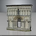 Classical Architectural Facade Model With Arched Doorway Columns And Ornamental Carvings