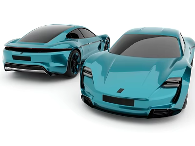 car motor vehicle car sapphire blue sports car 3d model