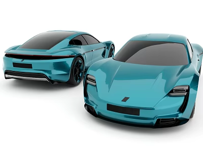 Two Blue Sports Cars With Modern Sleek Design And Aerodynamic Exterior Body 3d model Two Blue Sports Cars With Modern Sleek Design And Aerodynamic Exterior Body 3d model