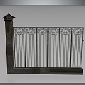 Patterned Wrought Iron Fence With Decorative Top Pillar And Stone Base Design
