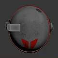 Mandalorian Weapon Helmet with Silver Metallic Reflective Surface Red V Symbol and Antenna