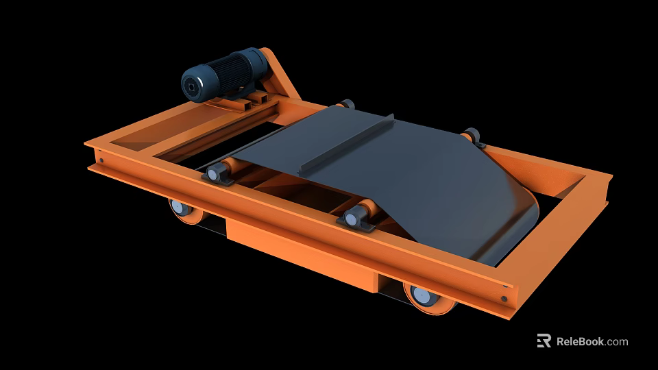 Heavy Duty Industrial Conveyor System With Orange Frame Motor And Rollers 3d model 