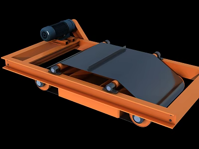 Heavy Duty Industrial Conveyor System With Orange Frame Motor And Rollers 3d model