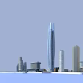 Scenic Waterfront Commercial Complex With Modern Tall Buildings And Urban View