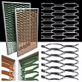 Stylish Room Dividers With Metal Grid Wooden Panels And Wavy Geometric Designs