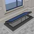 Detached Villa Modern Sliding Skylight Structure With Black Frame And Gray Tiled Base 3d model