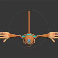Playful Cartoon Monkey 3D Model With Orange Body Blue Accents And Outstretched Arms