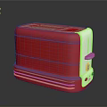 Red And White Retro Toaster With Bread Slots And Control Buttons For Kitchen Use