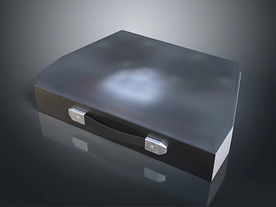 Sleek Black Storage Case With Smooth Surface Metal Clasps And Comfortable Handle 3d model
