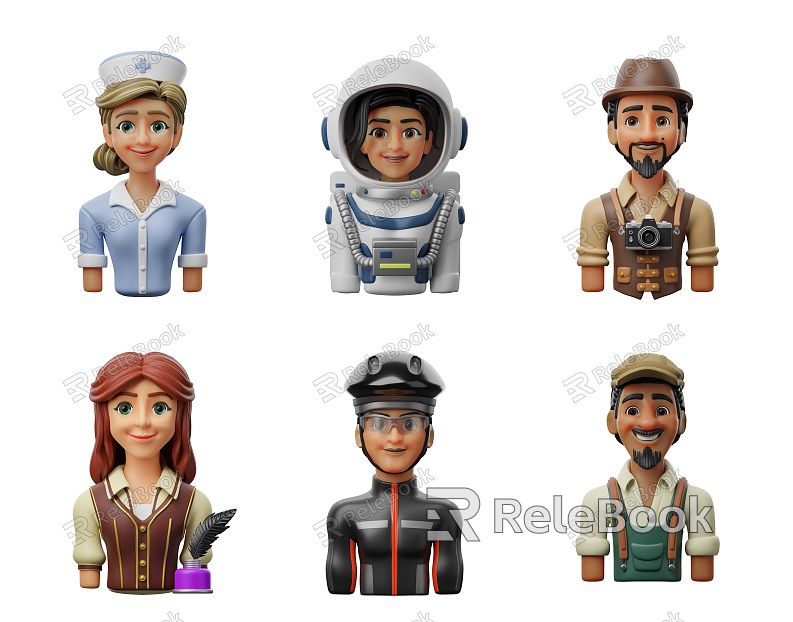 Cartoon Professional Character Head Nurse Astronaut Head Photographer Author Character Athlete Farmer Cartoon Character Cartoon Character Ornaments Handset model