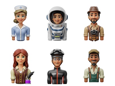 Cartoon Professional Character Head Nurse Astronaut Head Photographer Author Character Athlete Farmer Cartoon Character Cartoon Character Ornaments Handset model