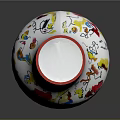 White Vase With Red Rim And Colorful Abstract Decorative Patterns