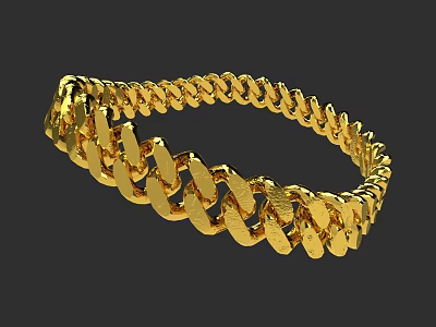 Shiny Gold Chain Bracelet With Interlocking Links For Elegant Jewelry Accessory 3d model