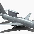 Gray Military Fighter Jet With Radar Dome And Extended Landing Gear