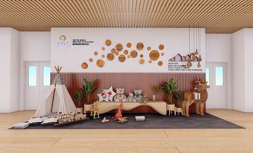 Modern toy kindergarten interior 3d model