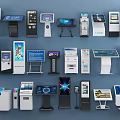Public Facilities Featuring Diverse Self Service Kiosks And Interactive Touchscreen Devices 3d model